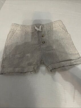 First Wave Beige and White Striped Infant Shorts